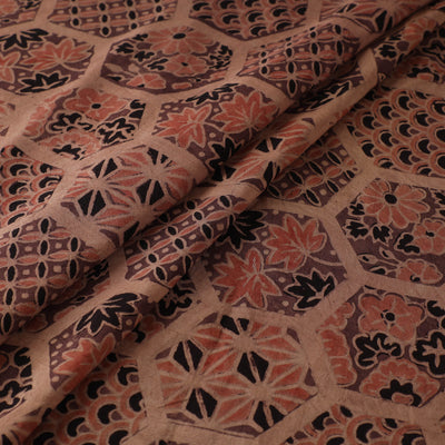 Ajrakh Hand Block Print Natural Dyed Handspun Handwoven Mulberry Silk Fabric 02