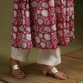  Pink Block Print Cotton Sanganeri Kurta Set (Set of 3)