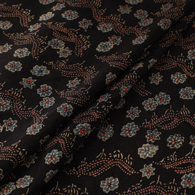 Ajrakh Hand Block Print Natural Dyed Handspun Handwoven Mulberry Silk Fabric 04
