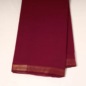 Maroon - handloom cotton mangalagiri fabric with zari