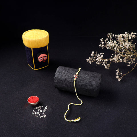 Handcrafted Meenakari Rakhi for Brother with Coir Box 32