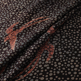 Ajrakh Hand Block Print Natural Dyed Handspun Handwoven Mulberry Silk Fabric 05