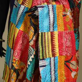 Multicolor - patchwork reversible silk bengal kantha work