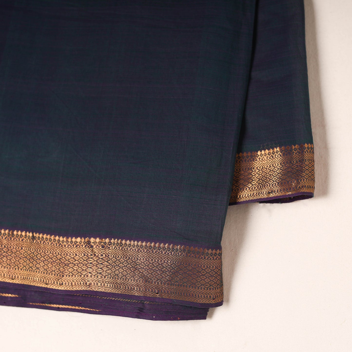 Blue - handloom cotton mangalagiri fabric with zari border