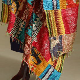 Multicolor - patchwork reversible silk bengal kantha work