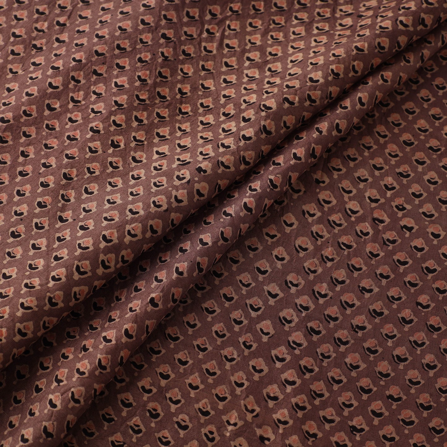 Ajrakh Hand Block Print Natural Dyed Handspun Handwoven Mulberry Silk Fabric 06