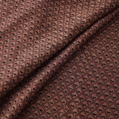 Ajrakh Hand Block Print Natural Dyed Handspun Handwoven Mulberry Silk Fabric 06