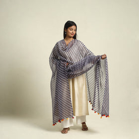 Blue Tie & Dye Kota Doria Cotton Leheriya Dupatta