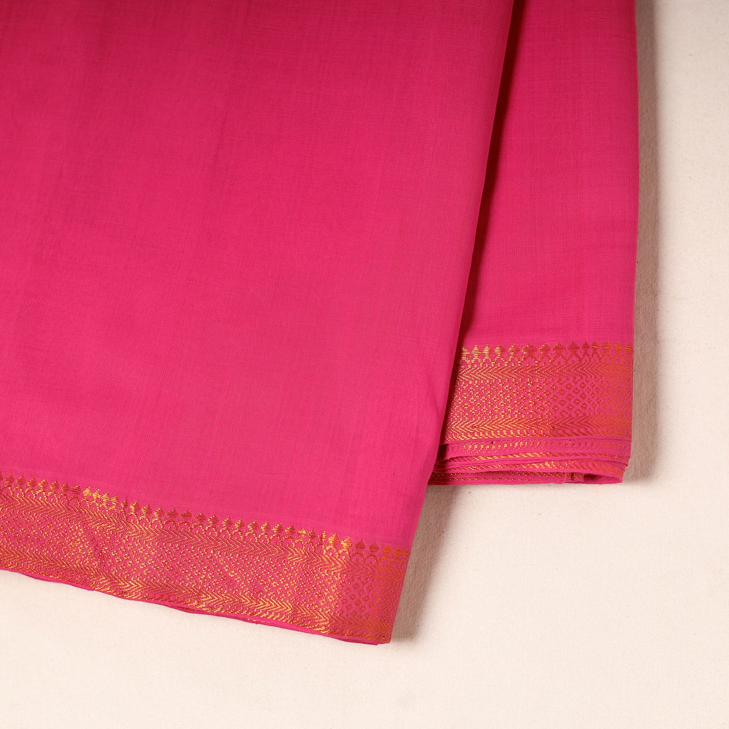 Pink - handloom cotton mangalagiri fabric with zari border