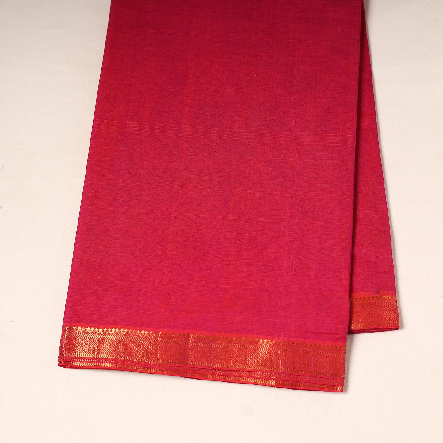 Red - handloom cotton mangalagiri fabric with zari border