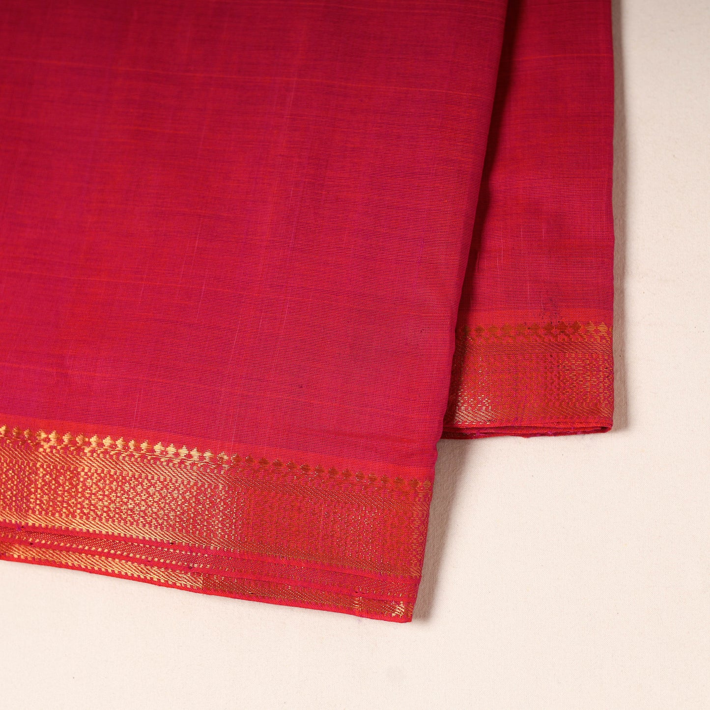 Red - handloom cotton mangalagiri fabric with zari border