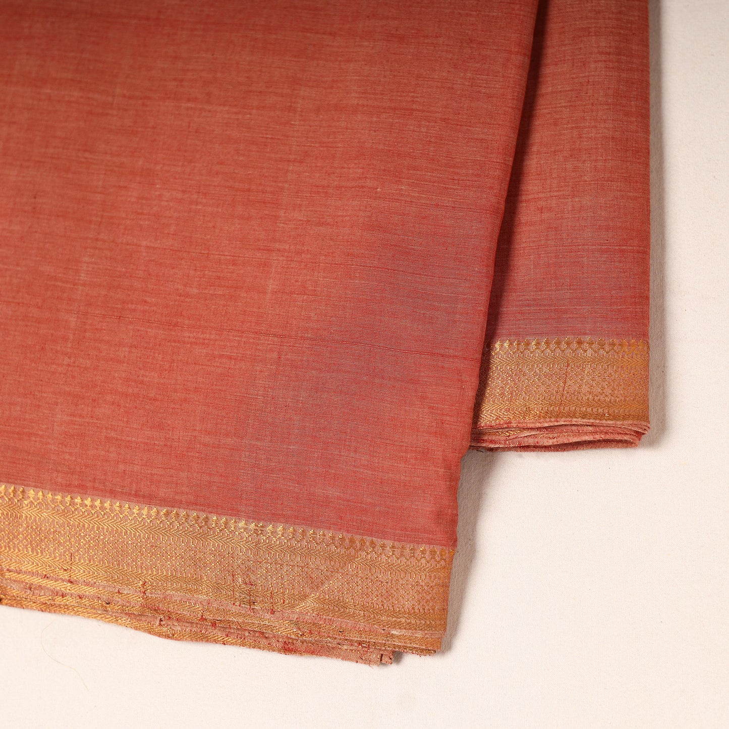 Brown - handloom cotton mangalagiri fabric with zari border