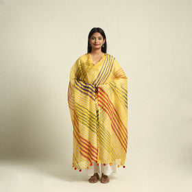  Tie & Dye Yellow Kota Doria Cotton Leheriya Dupatta