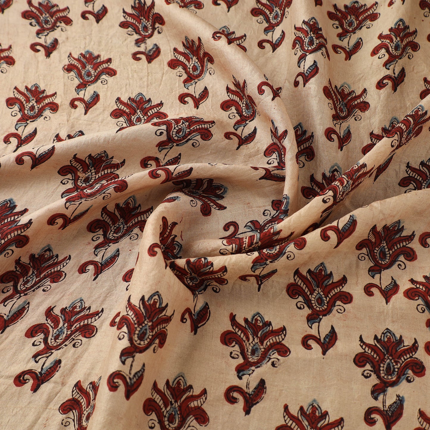 Ajrakh Hand Block Print Natural Dyed Handspun Handwoven Mulberry Silk Fabric  12