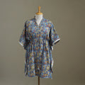 Blue Sanganeri Block Print Cotton Kaftan (Medium) 