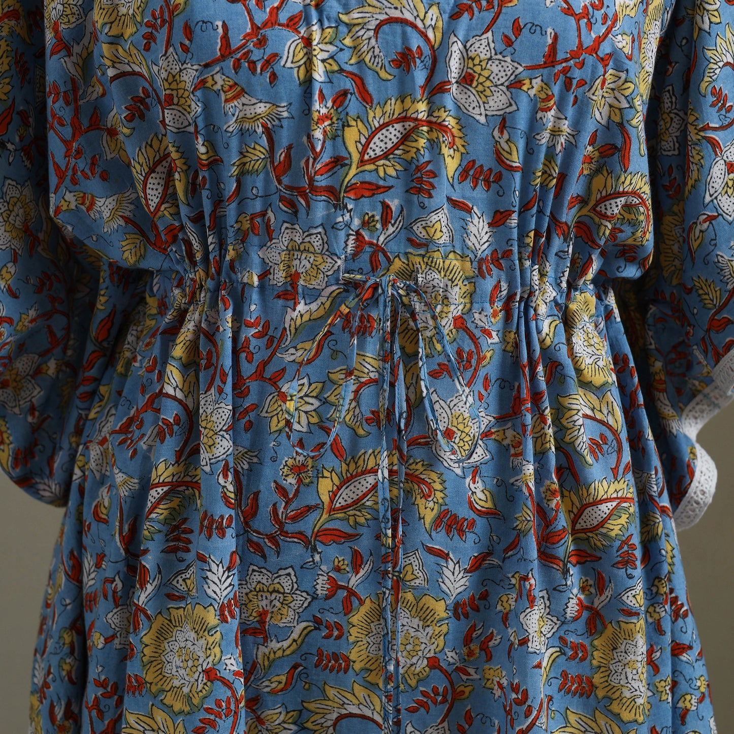 Blue Sanganeri Block Print Cotton Kaftan (Medium) 