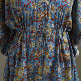Blue Sanganeri Block Print Cotton Kaftan (Medium) 
