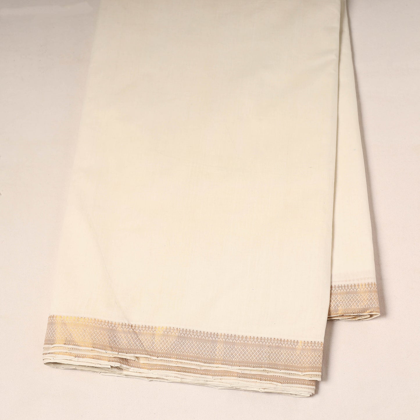 White - handloom cotton mangalagiri fabric with zari border