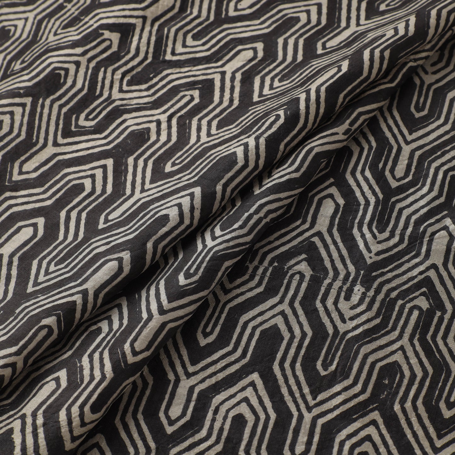 Ajrakh Hand Block Print Natural Dyed Handspun Handwoven Mulberry Silk Fabric  15