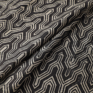 Black - Ajrakh Hand Block Print Natural Dyed Handspun Handwoven Mulberry Silk Fabric 15