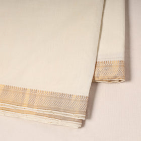 White - handloom cotton mangalagiri fabric with zari border