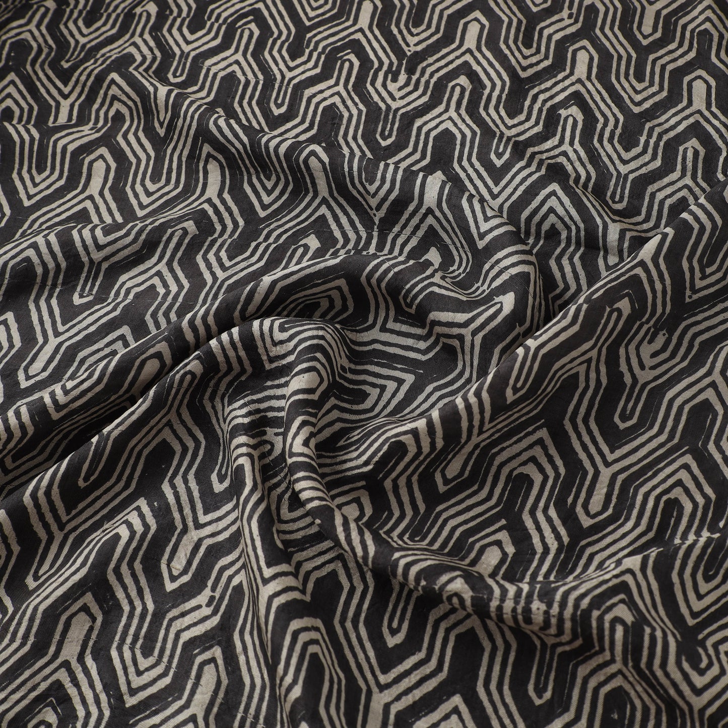 Ajrakh Hand Block Print Natural Dyed Handspun Handwoven Mulberry Silk Fabric  15