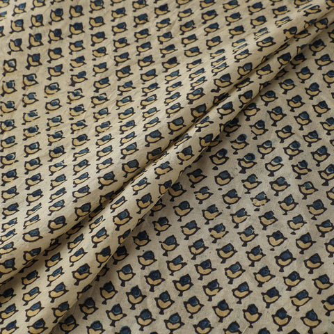 Ajrakh Hand Block Print Natural Dyed Handspun Handwoven Mulberry Silk Fabric  16