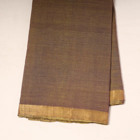 Brown - handloom cotton mangalagiri fabric with zari border