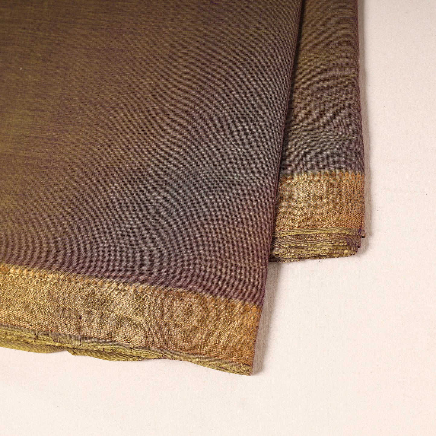 Brown - handloom cotton mangalagiri fabric with zari border
