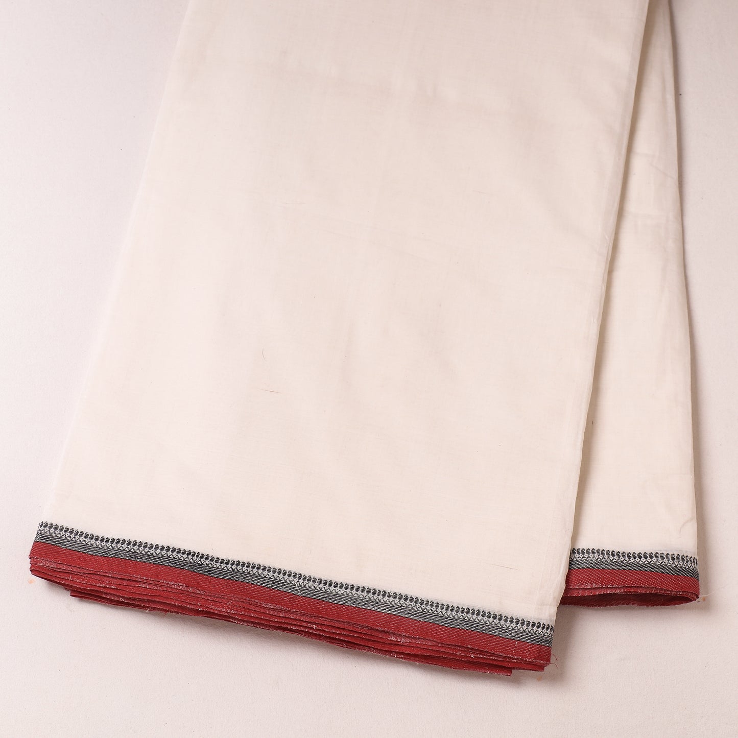 White - Original Mangalagiri Handloom Cotton Thread Border Fabric