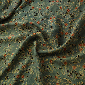 Ajrakh Hand Block Print Natural Dyed Handspun Handwoven Mulberry Silk Fabric 07