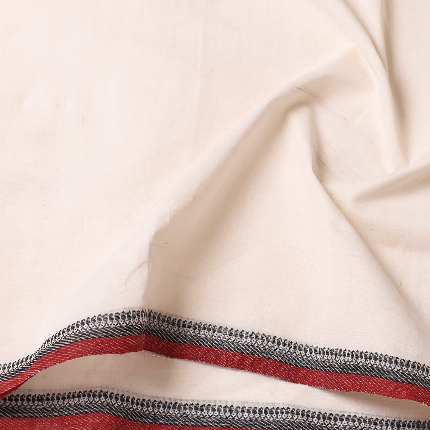 White - Original Mangalagiri Handloom Cotton Thread Border Fabric