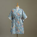 Blue Sanganeri Block Print Cotton Kaftan (Medium) 