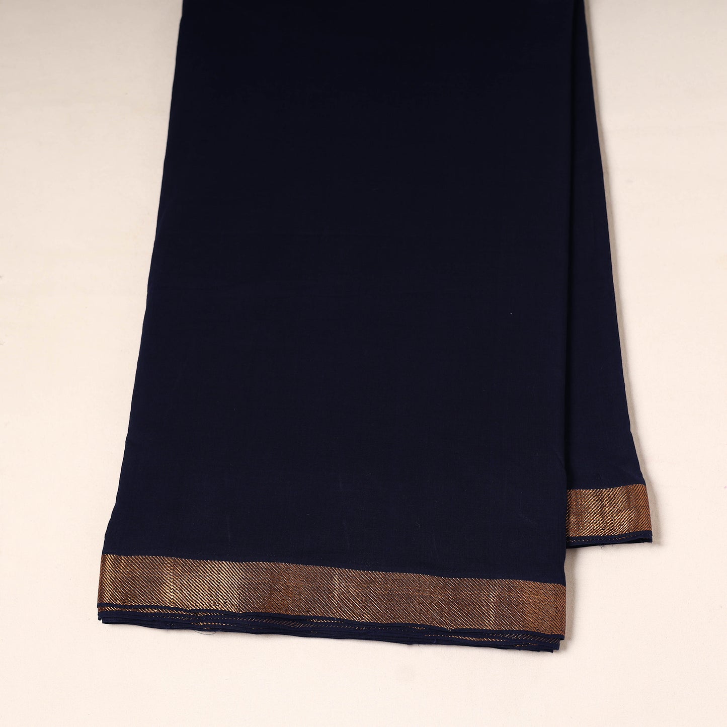 Blue - handloom cotton mangalagiri fabric with zari border