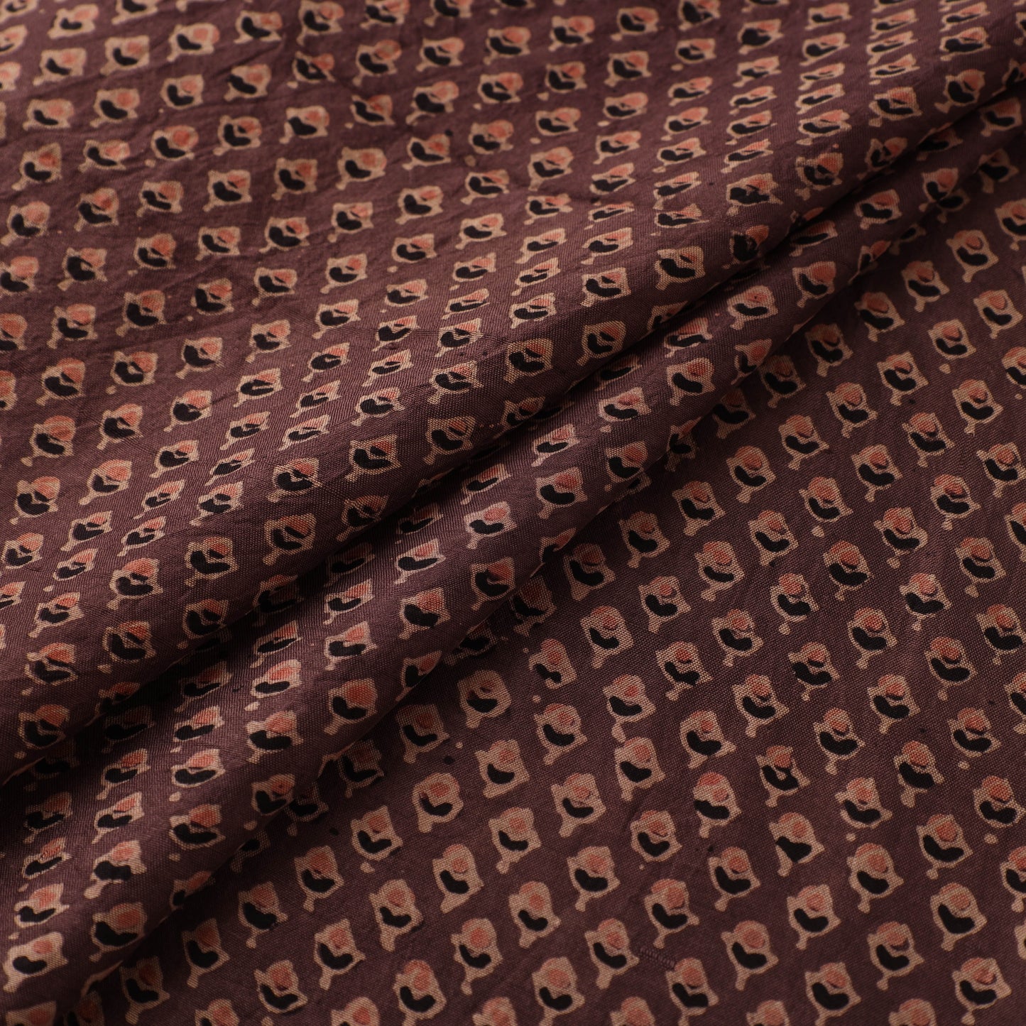 Ajrakh Hand Block Print Natural Dyed Handspun Handwoven Mulberry Silk Fabric  20