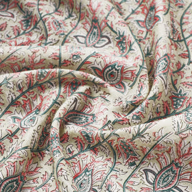  Green Sanganeri Block Print Chanderi Silk Fabric 