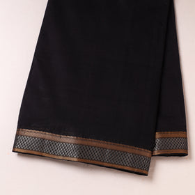 Black Handloom Mangalagiri Cotton Fabric with Zari Border 