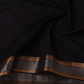 Black Handloom Mangalagiri Cotton Fabric with Zari Border 