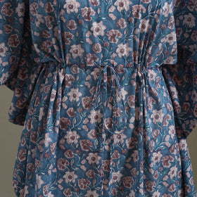 Blue Sanganeri Block Print Cotton Kaftan (Medium) 