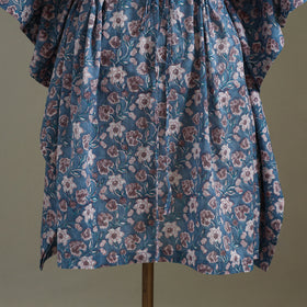 Blue Sanganeri Block Print Cotton Kaftan (Medium) 
