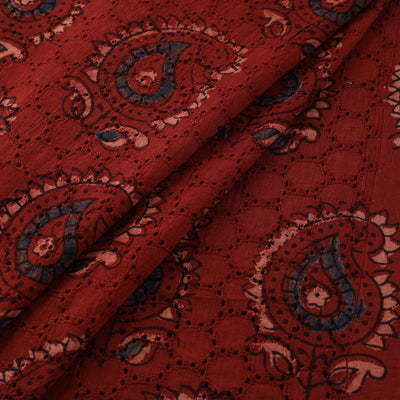 Hakoba Hand Block Ajrakh Print Natural Dyed Cotton Fabric 02