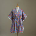 Blue Sanganeri Block Print Cotton Kaftan (Medium) 