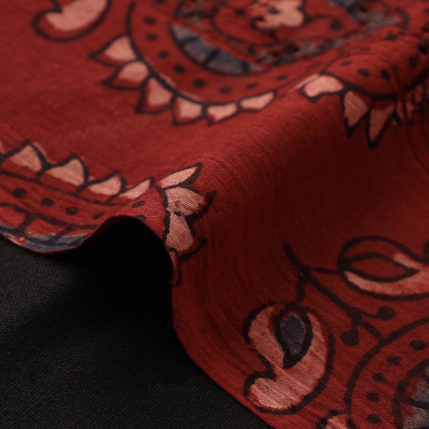 Hakoba Hand Block Ajrakh Print Natural Dyed Cotton Fabric 02