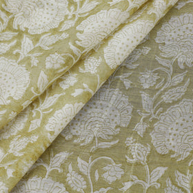 Buy Green Sanganeri Block Print Chanderi Silk Fabric Online