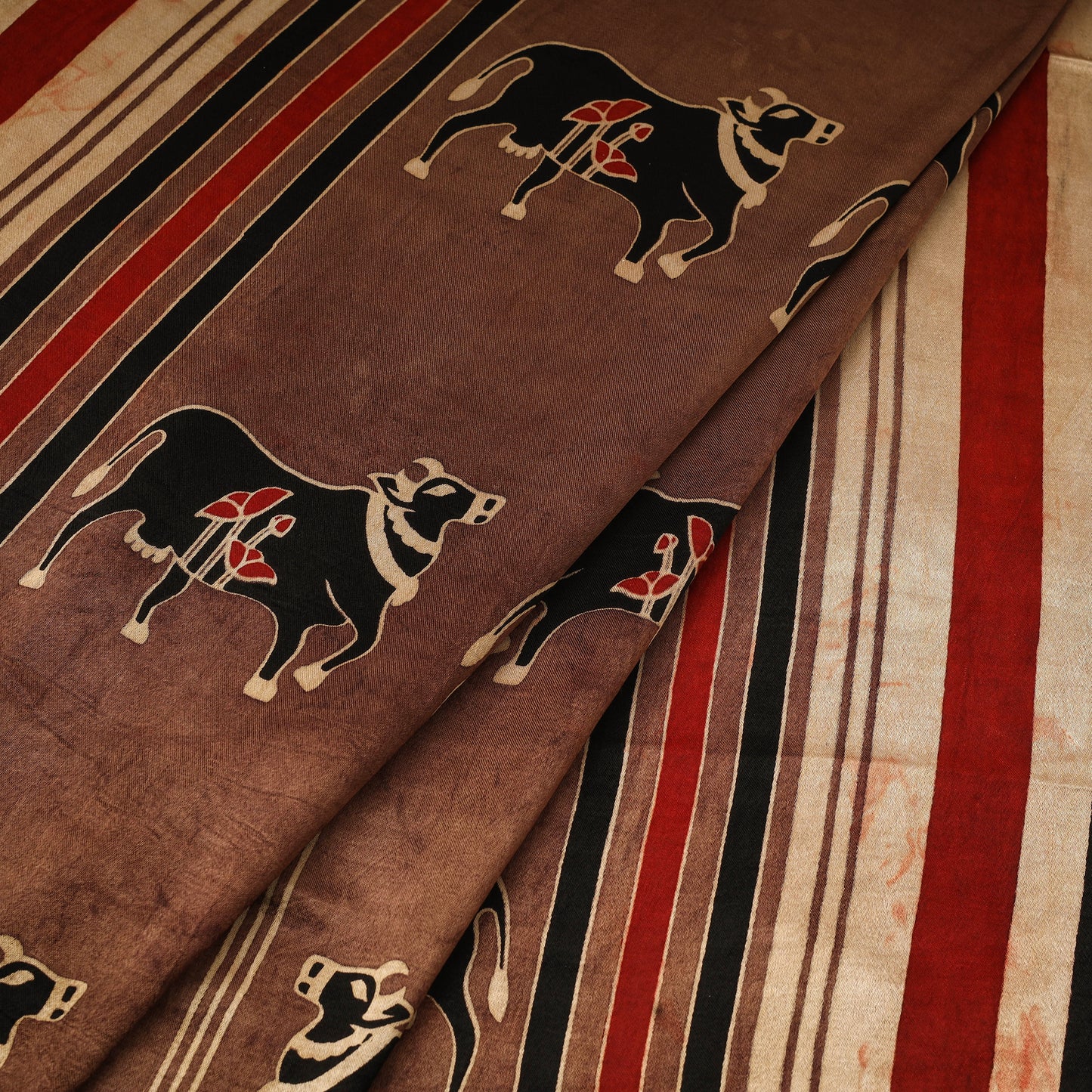 Brown - natural dyed mashru silk fabric 01 - handcrafted