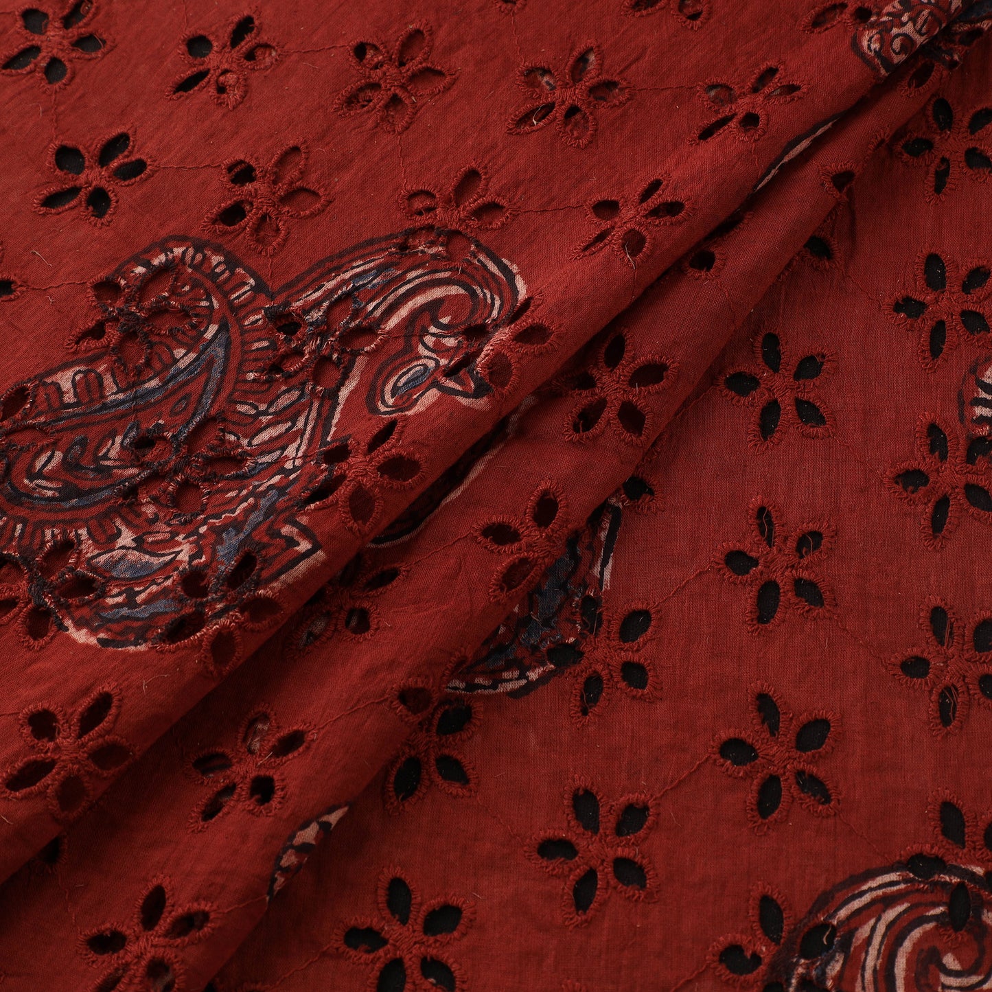 Hakoba Hand Block Ajrakh Print Natural Dyed Cotton Fabric 04