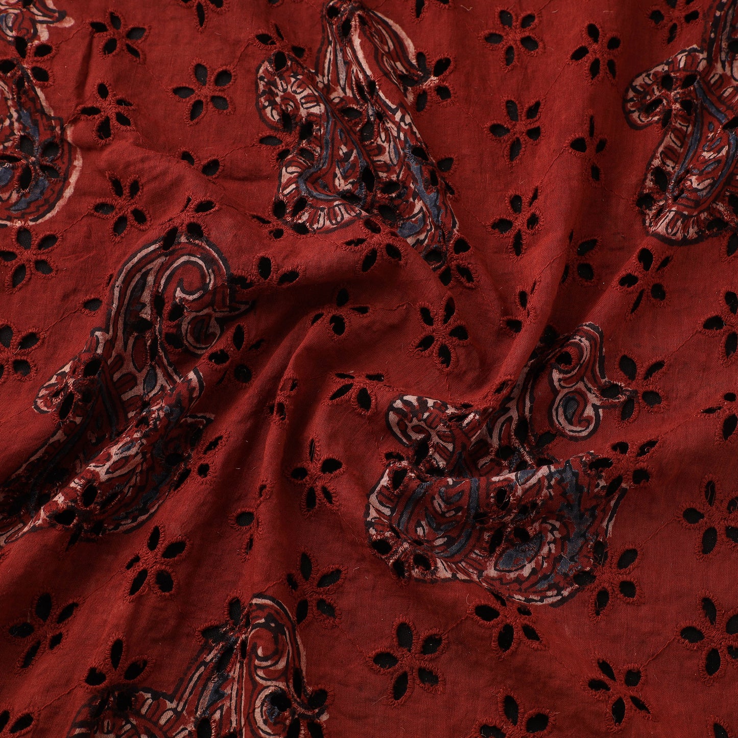 Hakoba Hand Block Ajrakh Print Natural Dyed Cotton Fabric 04