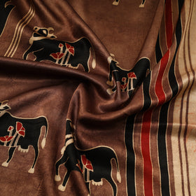 Brown - natural dyed mashru silk fabric 01 - handcrafted