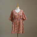 Peach Sanganeri Block Print Cotton Kaftan (Medium) 