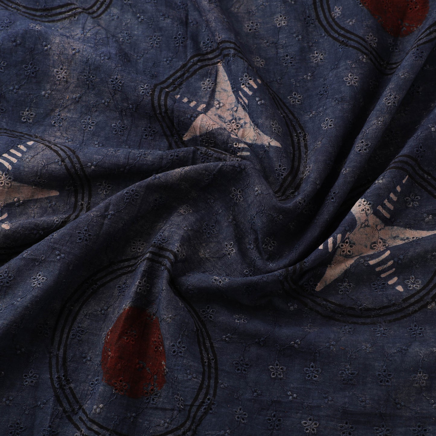 Hakoba Hand Block Ajrakh Print Natural Dyed Cotton Fabric 05